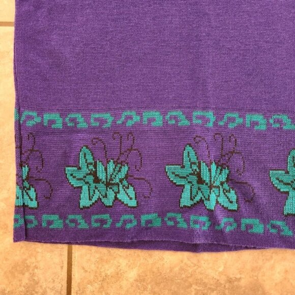 Vintage Purple Floral Tunic Sweater Cottagecore Academia 90s 1990s Knit … - Picture 5 of 10